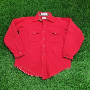 Vintage 80s Melton Wintermaster Button Shirt M/L 22x27 Red